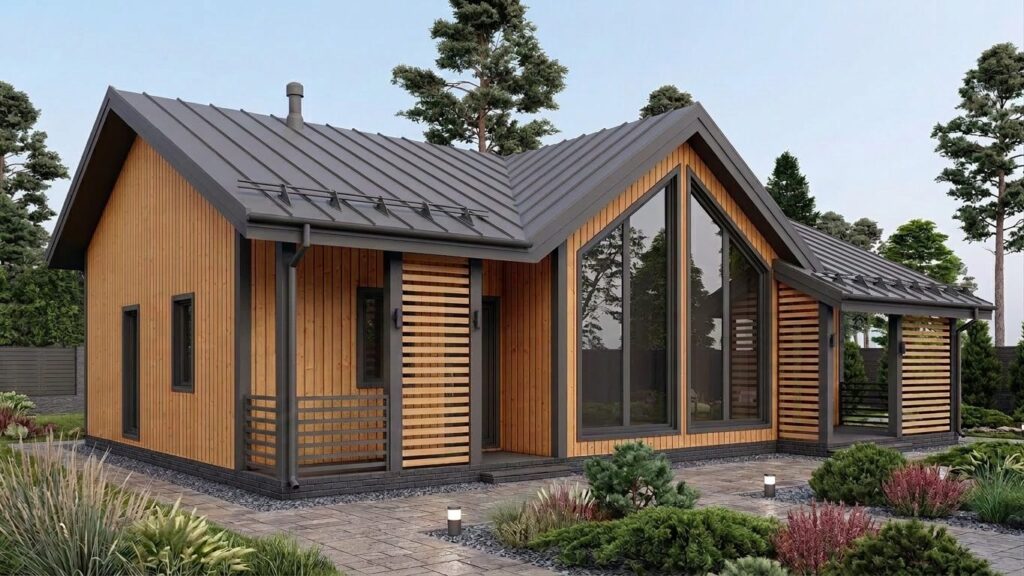Проект каркасного дома Алеста 123 с террасой